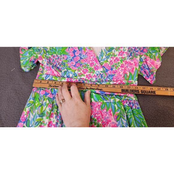 LILLY PULITZER Juliet Ruffle‎ Midi Dress Sz M Cherry On Top Multi Floral Stretch - Picture 6 of 11